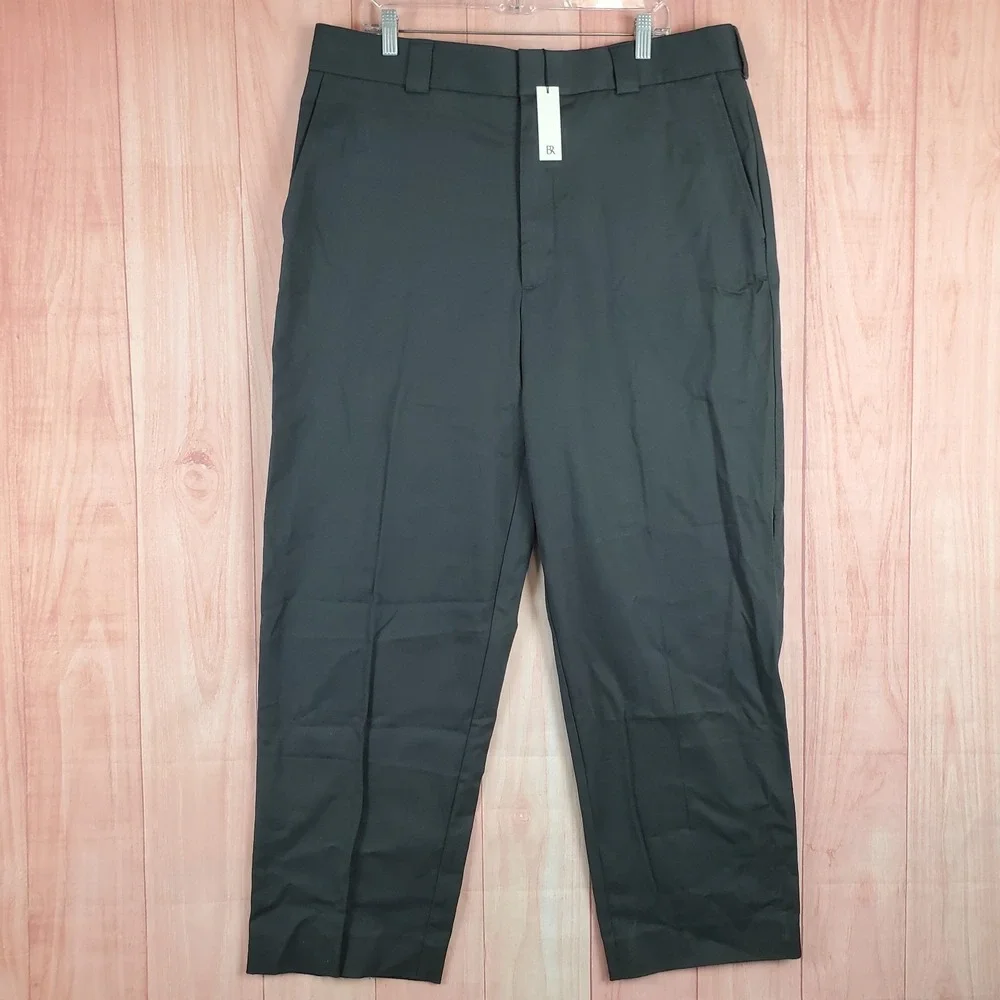 Banana Republic Mens Pant 38 Gray Cotton Slash Pockets Zip Fly Straight Slim Fit